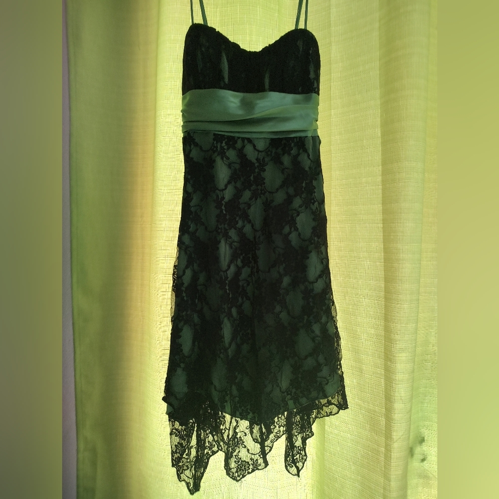 Black and green speckles small dress